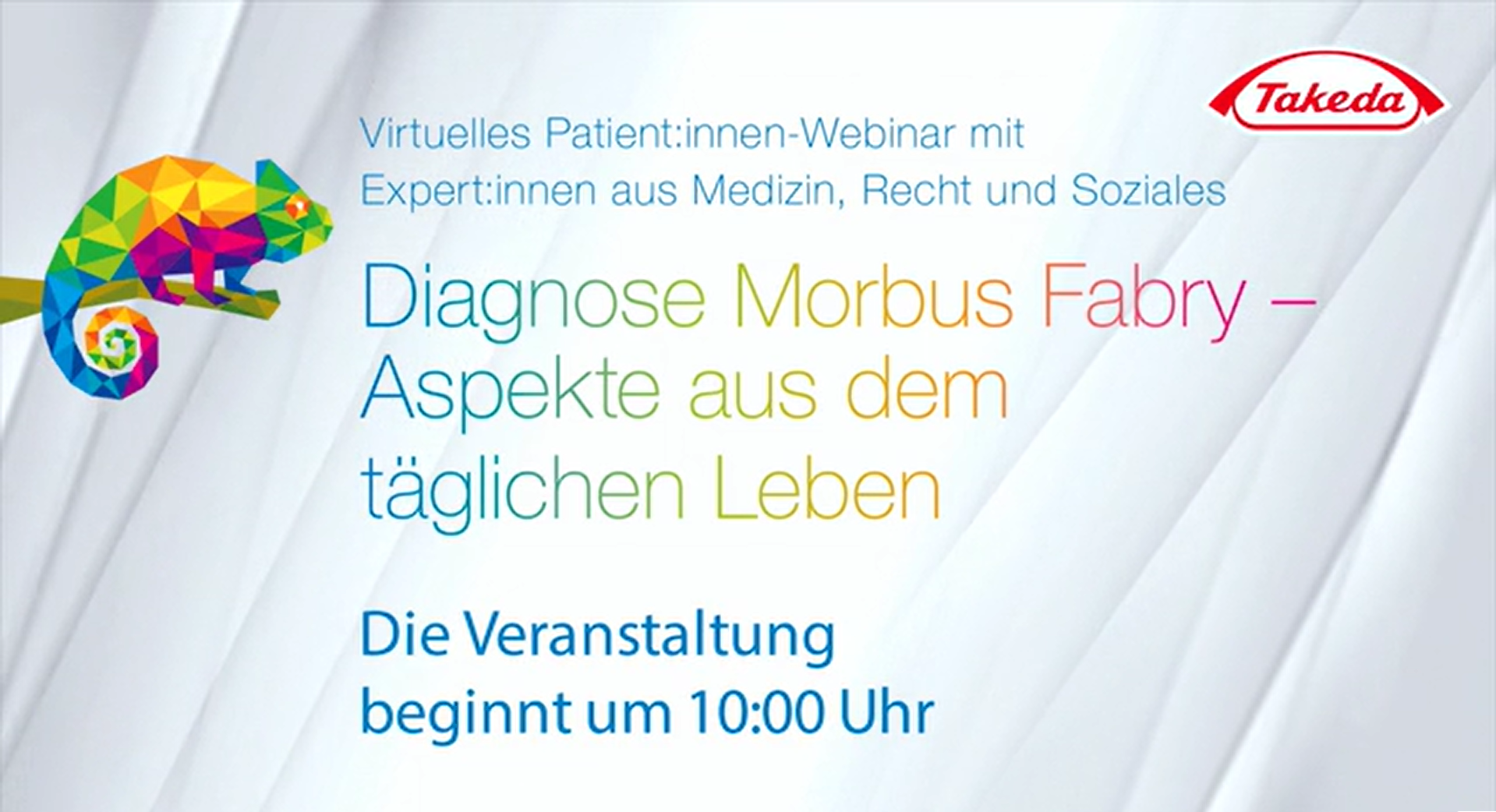 In diesem zweiten Patient:innen-Webinar (April 2023), geht es neben medizinischen Vorträgen auch um Themen wie Medizinrecht, Lebensqualität und Umgang mit Morbus Fabry. Die Vorträge werden von Dr. med. Christina Lampe, Prof. Dr. Christine Kurschat, Markus Guaiana (Coach für Resilienz) und Oliver Hempel (Fachanwalt) gehalten.